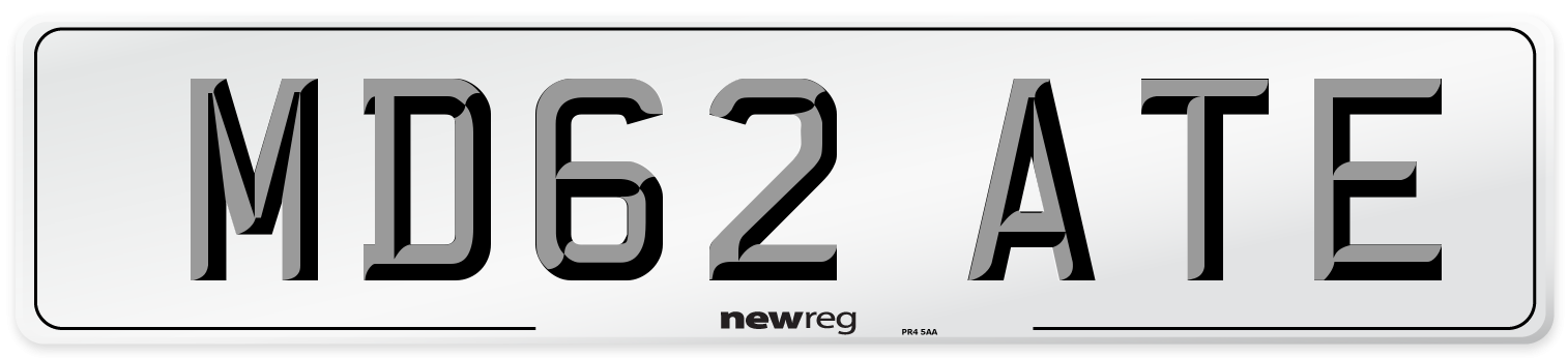 MD62 ATE Number Plate from New Reg